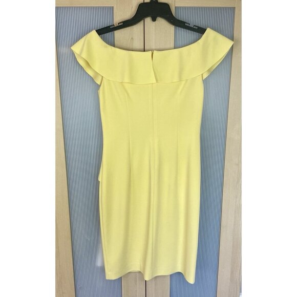 Lauren Ralph Lauren Womens Yellow Dress Sz 4 Off-The-Shoulder Evening Wedding - Picture 5 of 7